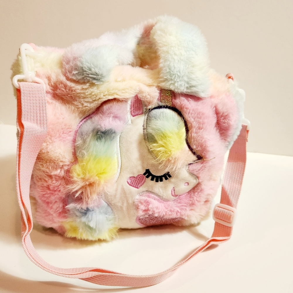🩷Girl's Unicorn plush bag with adjustable strap